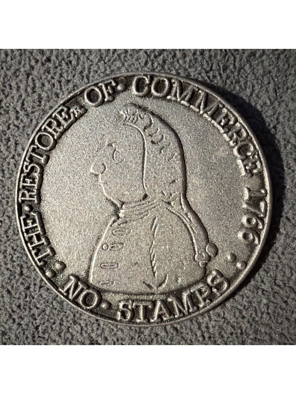 The Restorer Of Commerce 1766 No Stamps 3” Paper Weight Token